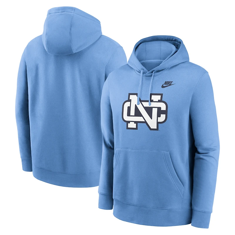 Sweat à capuche en polaire blanc Nike North Carolina Tar Heels Legacy Logo Club pour homme
