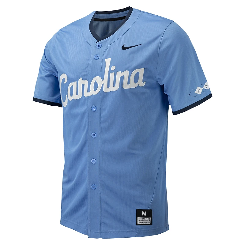 Maillot de baseball réplique à boutons complets Nike Carolina Blue North Tar Heels pour homme