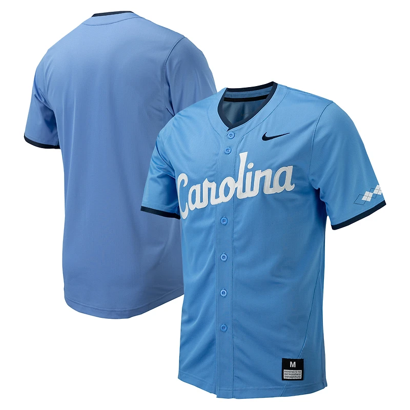 Maillot de baseball réplique à boutons complets Nike Carolina Blue North Tar Heels pour homme