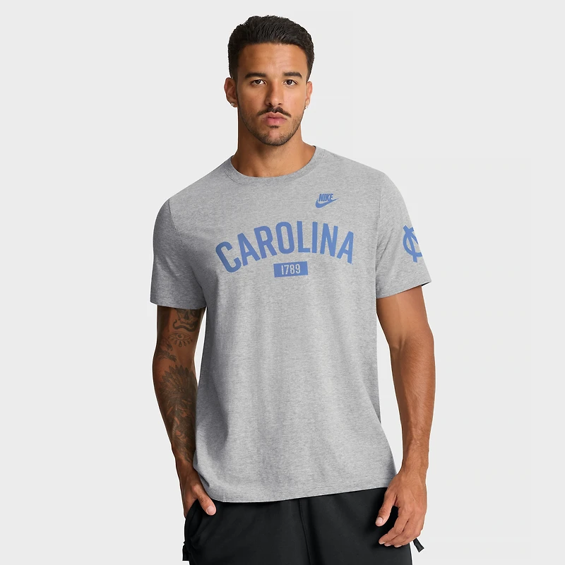 Men's Nike Heather Gray North Carolina Tar Heels Legacy Arch T-Shirt