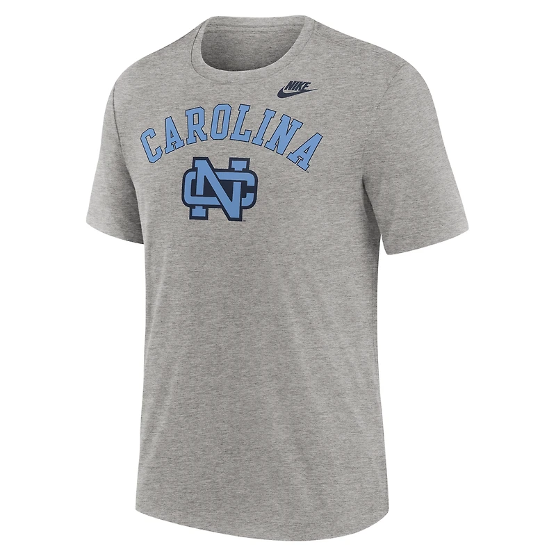 Men's Nike Heather Gray North Carolina Tar Heels Legacy Arch Tri-Blend T-Shirt