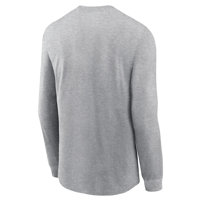 Men's Nike Heather Gray North Carolina Tar Heels Legacy Primary Logo Long Sleeve T-Shirt