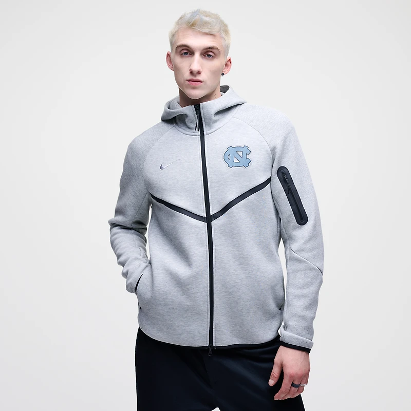 Men's Nike Heather Gray North Carolina Tar Heels Tech Fleece Full-Zip Windrunner Hoodie
