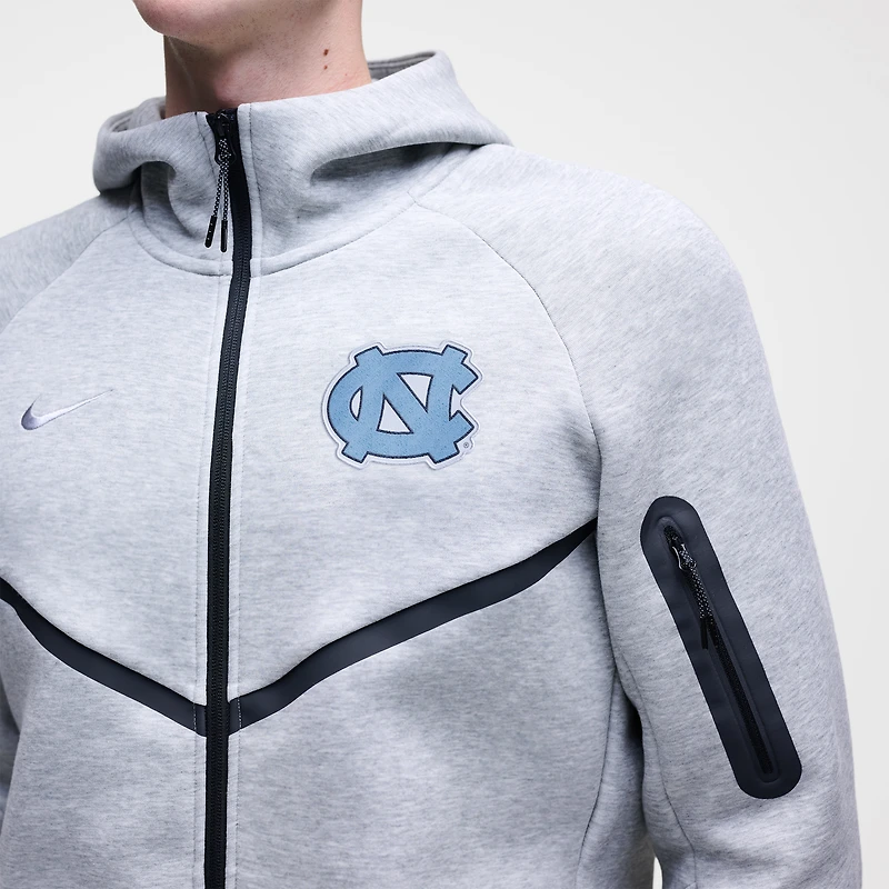 Men's Nike Heather Gray North Carolina Tar Heels Tech Fleece Full-Zip Windrunner Hoodie