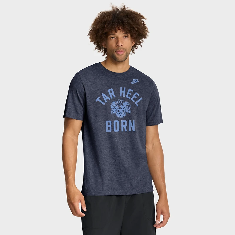 T-shirt Nike Heather Navy North Carolina Tar Heels Legacy Mantra pour homme
