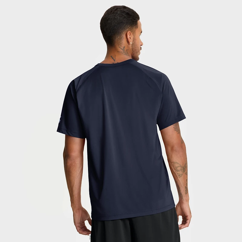 T-shirt Nike bleu marine pour homme des Tar Heels de Caroline du Nord, coupe raglan et performance.