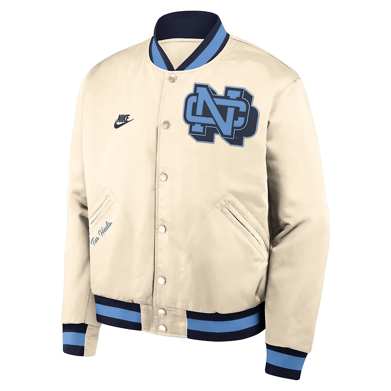 Blouson aviateur Nike Tan North Carolina Tar Heels Legacy à boutons-pression pour homme