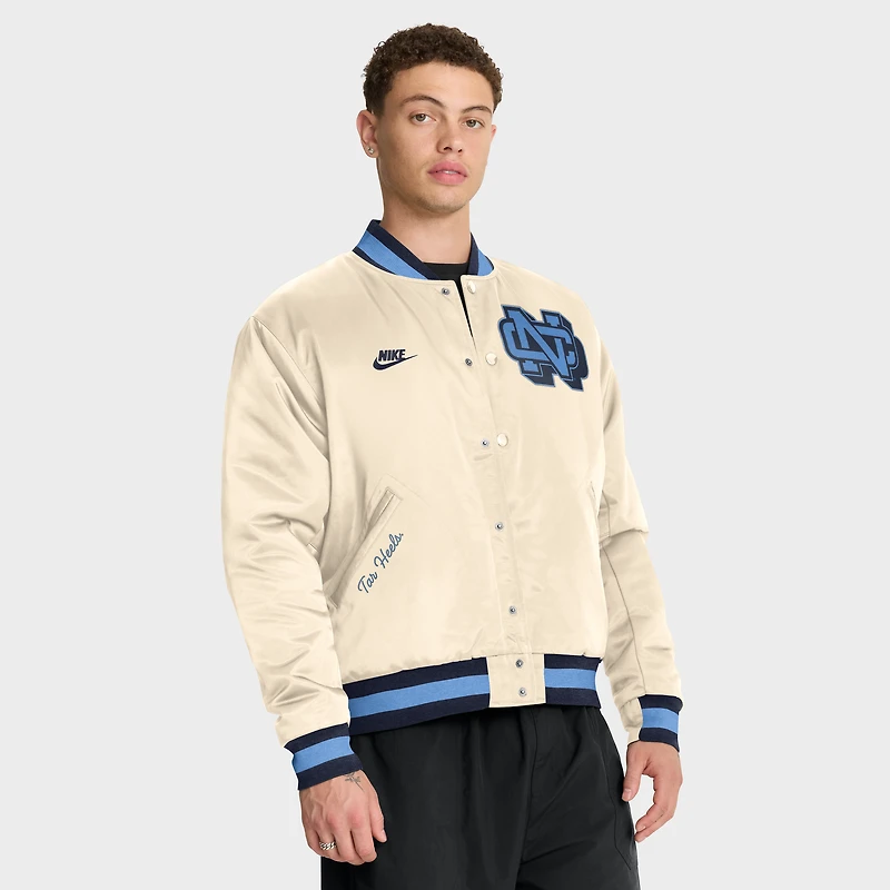 Blouson aviateur Nike Tan North Carolina Tar Heels Legacy à boutons-pression pour homme