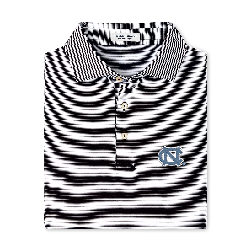 Men's Peter Millar  Black/White North Carolina Tar Heels Jubilee Stripe Stretch Jersey Polo