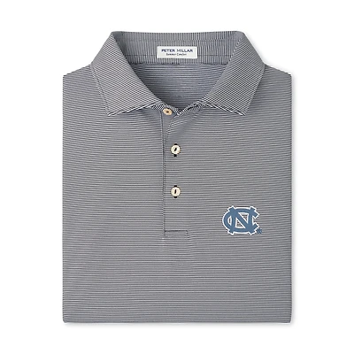 Men's Peter Millar  Black/White North Carolina Tar Heels Jubilee Stripe Stretch Jersey Polo