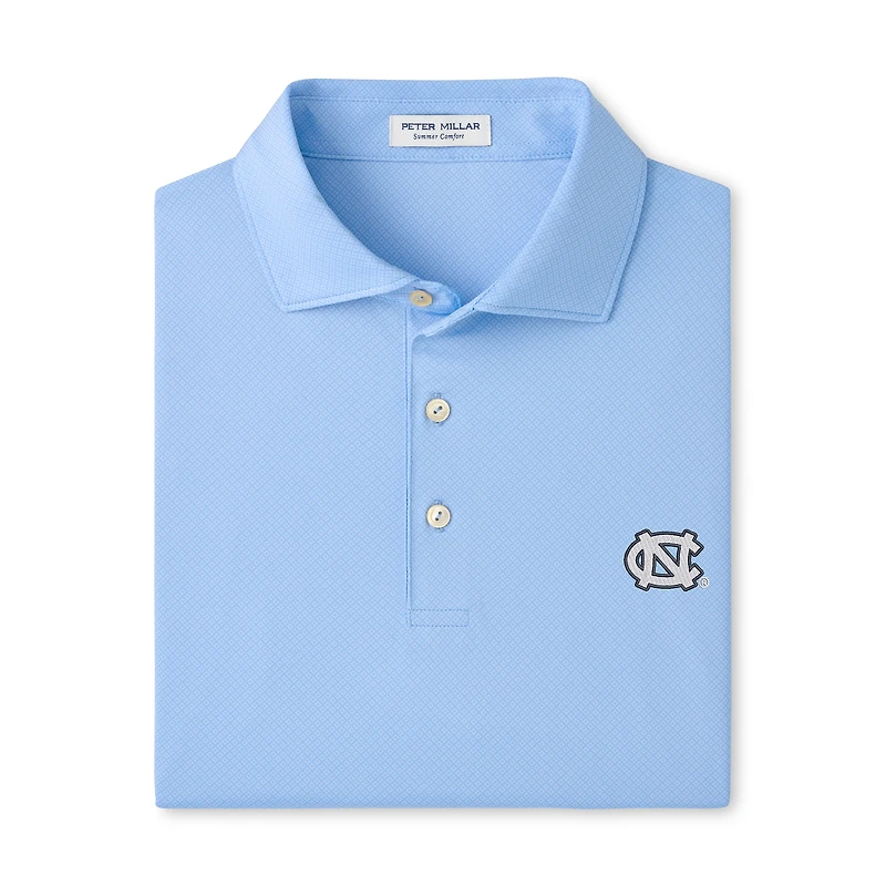 Polo de performance Hugo bleu Caroline Peter Millar pour homme, aux couleurs des Tar Heels du Nord.