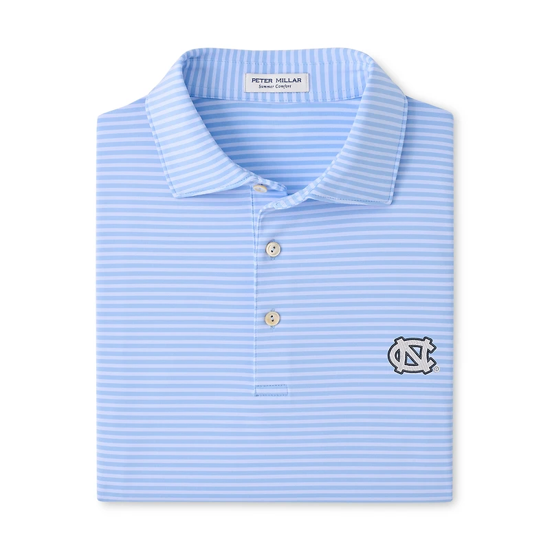 Polo rayé Peter Millar bleu Caroline, North Carolina Tar Heels, Tiebreaker Performance Jersey, pour homme