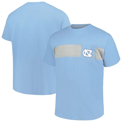 T-shirt à rayures colorées Big & Tall pour homme avec profil Carolina Blue North Tar Heels