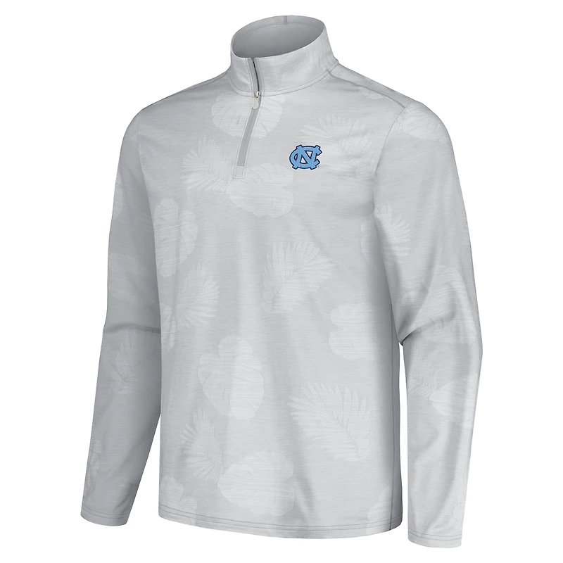Men's Tommy Bahama Gray North Carolina Tar Heels Sport Delray Frond Quarter-Zip Jacket