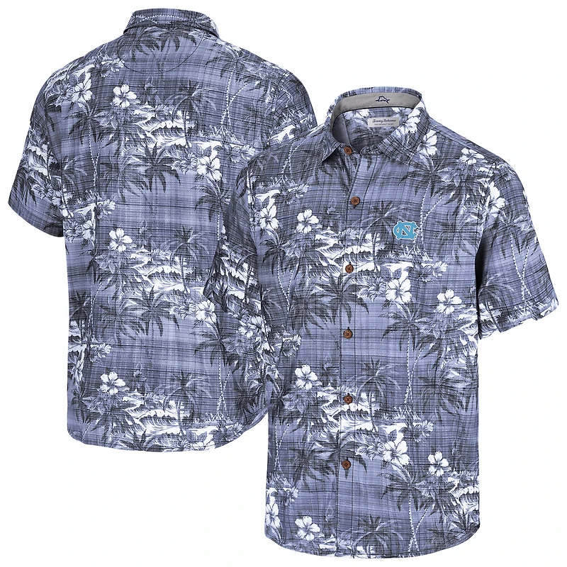 Chemise boutonnée Tommy Bahama bleu marine pour homme, North Carolina Tar Heels, Coconut Point, Palmetta Island, Zone Camp