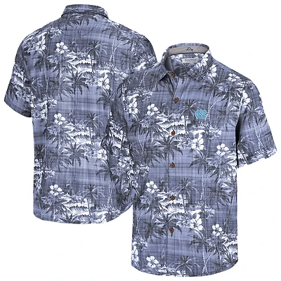 Men's Tommy Bahama Navy North Carolina Tar Heels Coconut Point Palmetta IslandZone Camp Button-Up Shirt