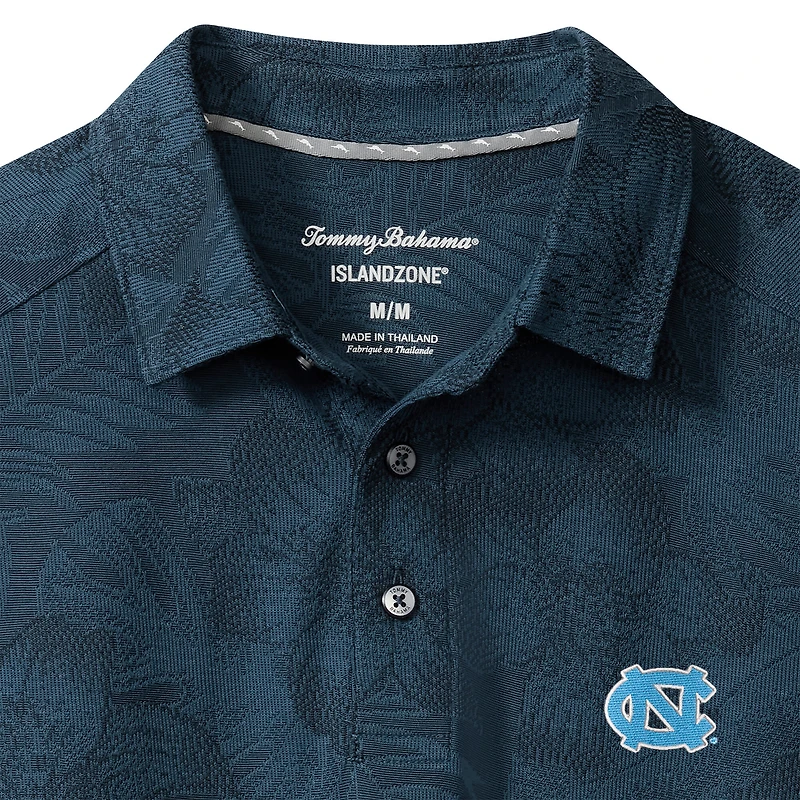 Polo Tommy Bahama bleu marine pour homme, North Carolina Tar Heels, Palm Fresco, Hibiscus, IslandZone®