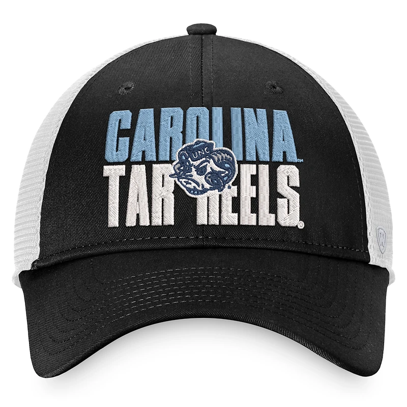 Men's Top of the World Black/White North Carolina Tar Heels Stockpile Trucker Snapback Hat