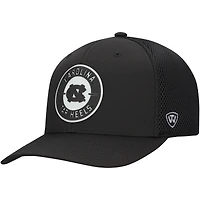 Casquette extensible noire pour homme Top of the World avec patch Abbot des Tar Heels de Caroline du Nord