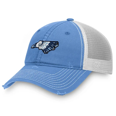 Casquette ajustable à imprimé tie-dye bleu/blanc de Caroline du Nord pour homme Top of the World Carolina Tar Heels