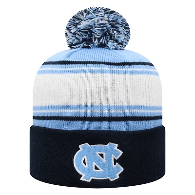 Bonnet en tricot à revers avec pompon pour homme Top of the World Carolina Blue North Carolina Tar Heels