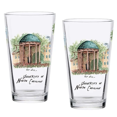 Lot de 2 pintes de 16 oz des Tar Heels de Caroline du Nord. Ensemble de pintes de l'Université Laura Wilcox