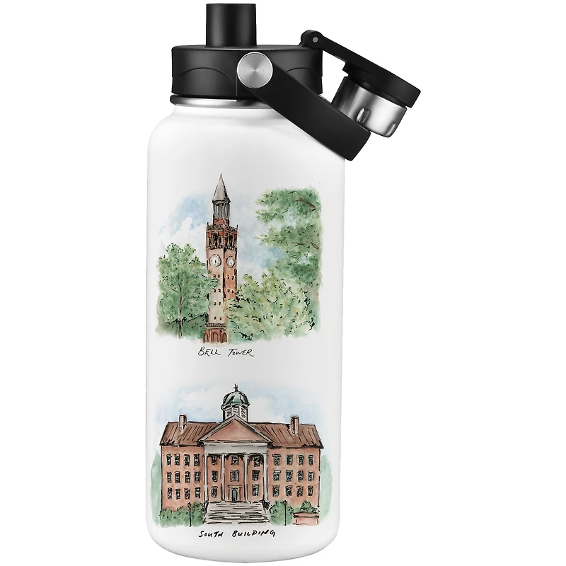 Bouteille d'eau de 960 ml (34 oz) à l'aquarelle Laura Wilcox des Tar Heels de Caroline du Nord