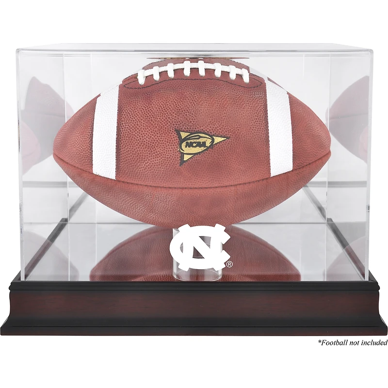 Étui de football North Carolina Tar Heels, base en acajou (logo 2015 à aujourd'hui), avec dos miroir