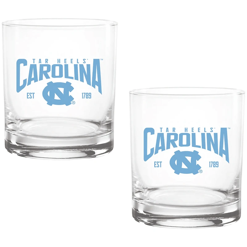 Lot de deux verres à whisky Established Rocks de 40 cl des Tar Heels de Caroline du Nord