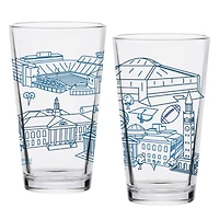North Carolina Tar Heels Two-Pack 16oz. Campus Line Art Pint Glass Set