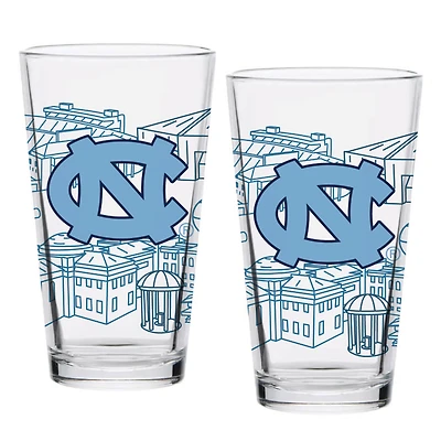 North Carolina Tar Heels Two-Pack 16oz. Campus Line Art Pint Glass Set