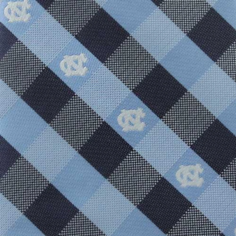 Cravate à carreaux tissée des Tar Heels de Caroline du Nord (UNC) - Bleu Caroline/Bleu marine