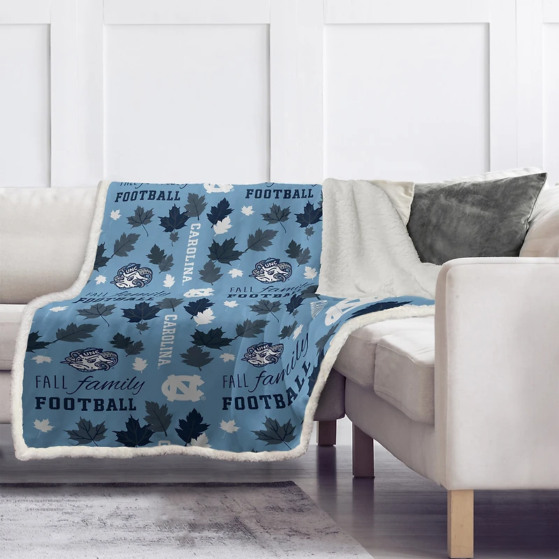 Pegasus North Carolina Tar Heels 60" x 70" Fall, Family & Football Flannel Fleece Sherpa Blanket