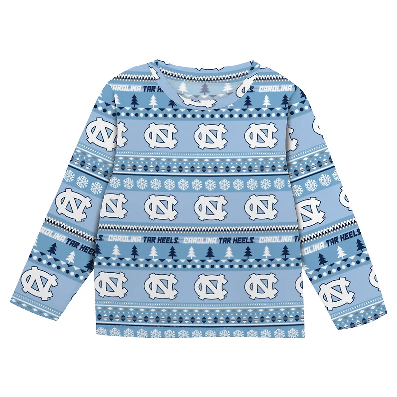 Preschool Outerstuff  Carolina Blue North Tar Heels Ugly Sweater Pajama Set