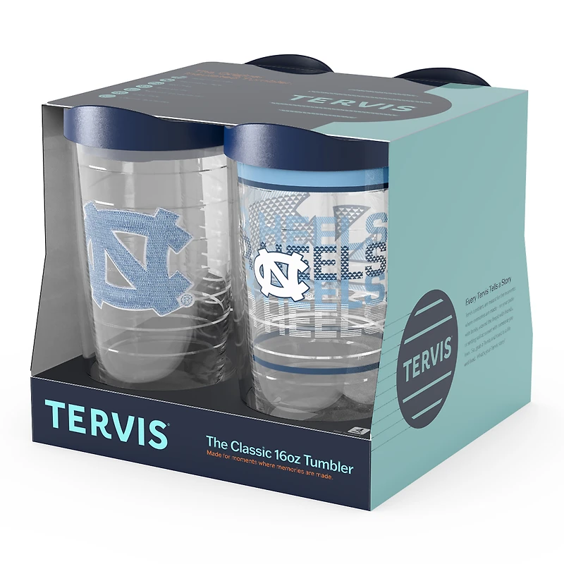 Tervis North Carolina Tar Heels Pack de quatre 16oz. Ensemble de gobelets classiques