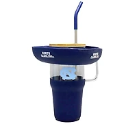 Gobelet en verre de 40 oz avec plateau à collation en silicone de The Memory Company North Carolina Tar Heels