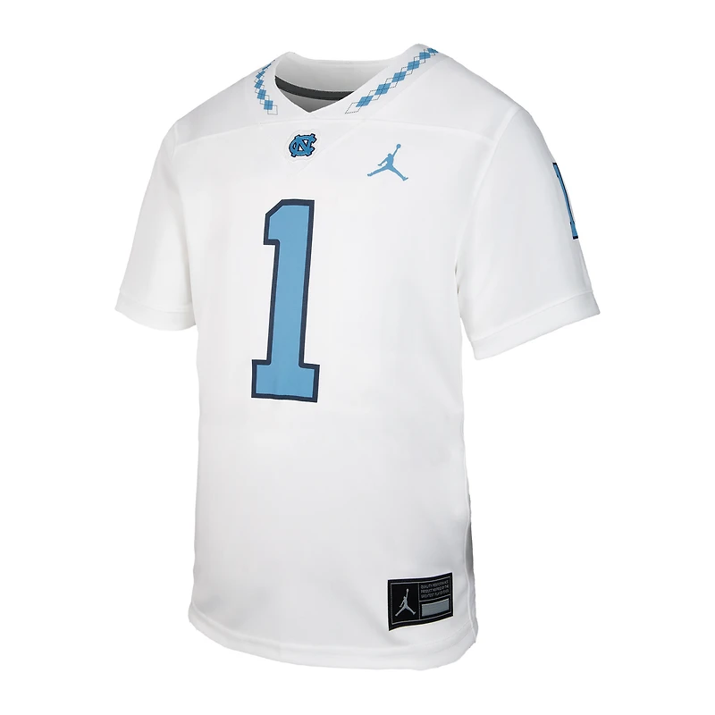 Maillot de match réplique blanc Jordan Brand n° 1 des Tar Heels Caroline du Nord pour tout-petit