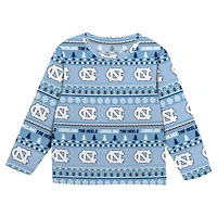 Toddler Outerstuff  Carolina Blue North Tar Heels Ugly Sweater Pajama Set