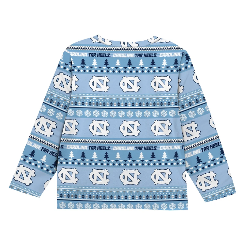 Toddler Outerstuff  Carolina Blue North Tar Heels Ugly Sweater Pajama Set