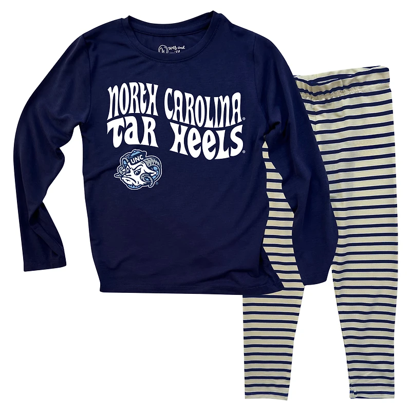 Ensemble haut à manches longues et leggings rayés tri-blend pour tout-petits Wes & Willy North Carolina Tar Heels