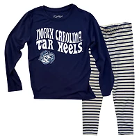 Ensemble haut à manches longues et leggings rayés tri-blend pour tout-petits Wes & Willy North Carolina Tar Heels