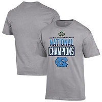 T-shirt unisexe gris des Tar Heels de Caroline du Nord, championne nationale crosse féminine la NCAA 2025, pour vestiaires