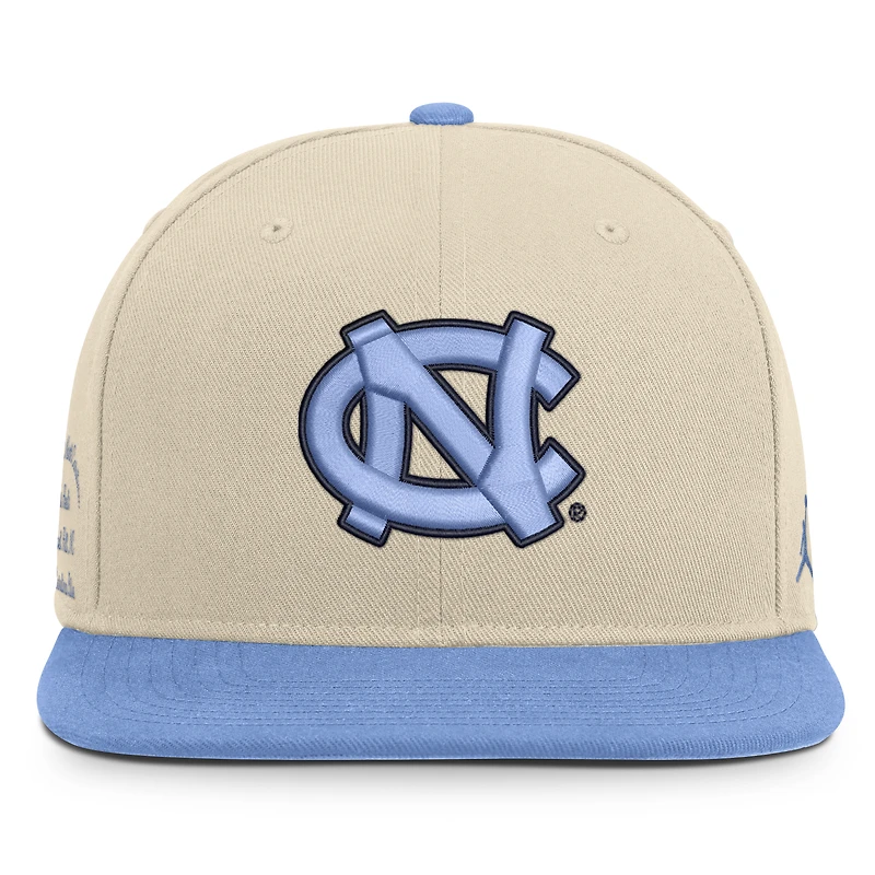 Unisex Jordan Brand Natural/Carolina Blue North Carolina Tar Heels Campus Prep Snapback Hat