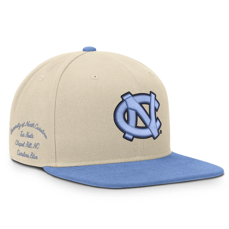 Casquette unisexe Jordan Brand Natural/Bleu Caroline North Carolina Tar Heels Campus Prep