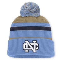 Unisex Nike  Carolina Blue/Beige North Carolina Tar Heels Legacy Striped Cuffed Knit Hat with Pom