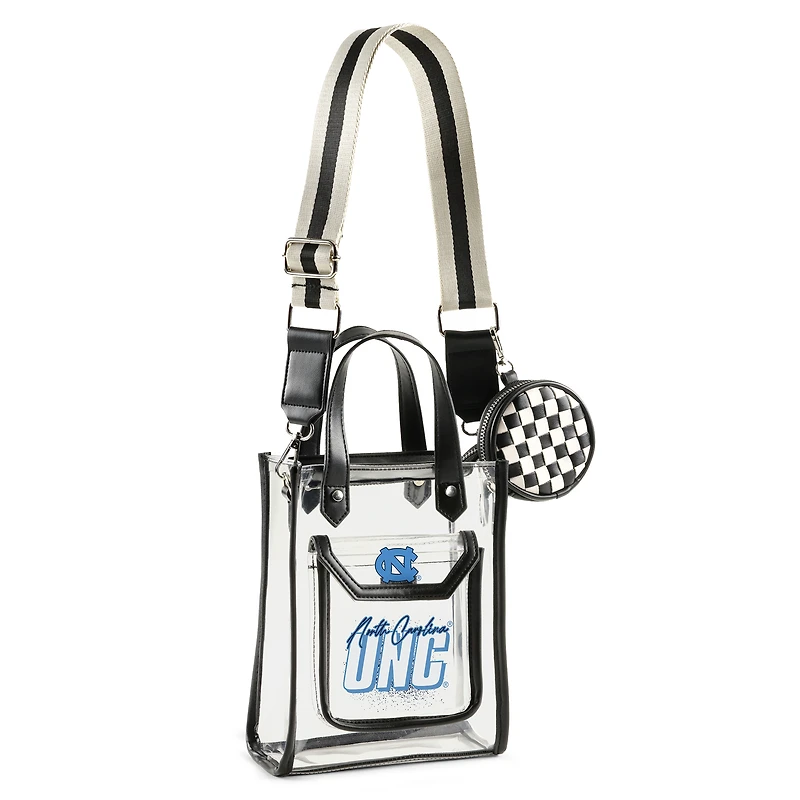 WEAR by Erin Andrews Sac à bandoulière transparent avec pochette à monnaie des Tar Heels de Caroline du Nord
