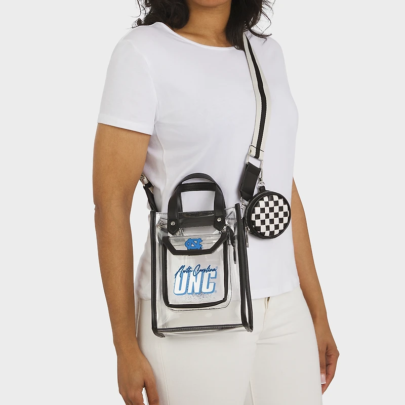WEAR by Erin Andrews Sac à bandoulière transparent avec pochette à monnaie des Tar Heels de Caroline du Nord