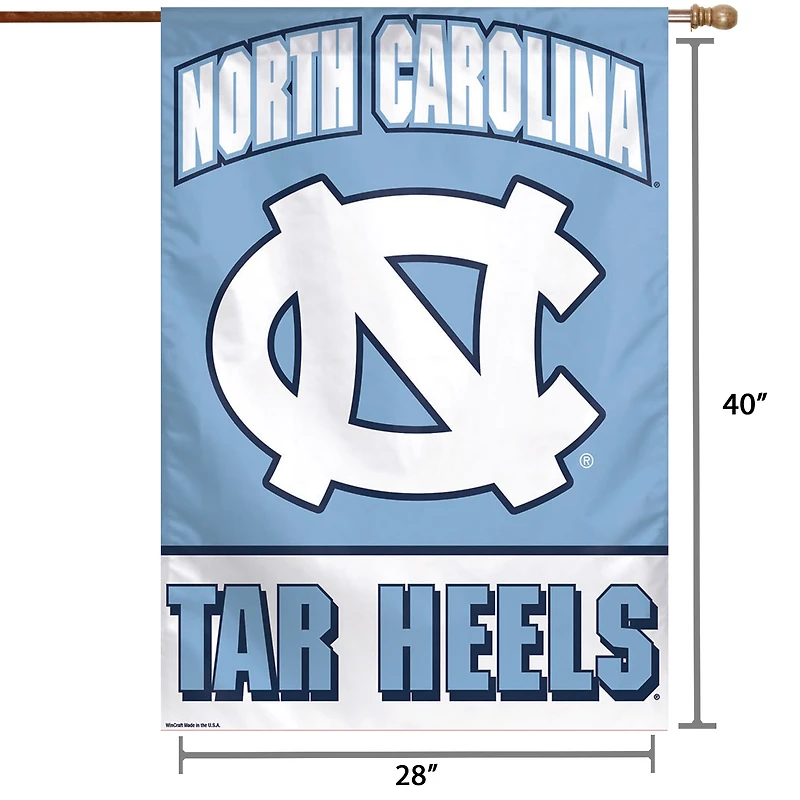 WinCraft Caroline du Nord Tar Heels 71,1 x 101,6 cm Drapeau de maison avec nom complet