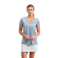 Haut à col en V fleuri Blake bleu de Caroline du Nord pour femme Smith & Quinn