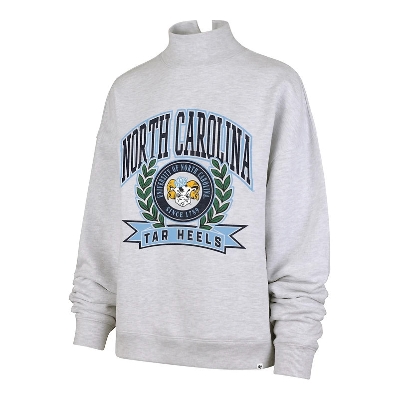 Sweat-shirt à col montant Laurel Arch gris '47 pour femmes, North Carolina Tar Heels